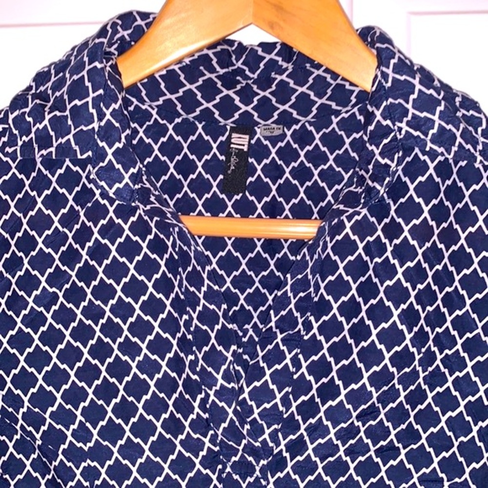 KUT FROM THE KLOTH shirt dress navy white with pockets Womenz Size 0 - Picture 6 of 10